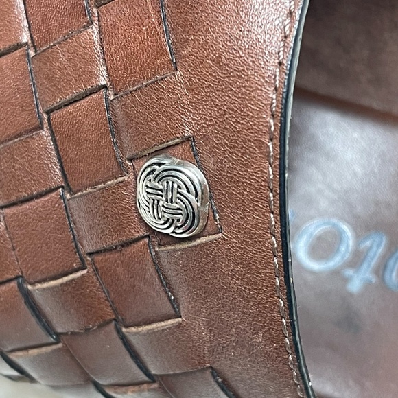 Brighton Crosby Mules Clogs Women's Size 8M Woven Studs Leather Brown - Picture 9 of 12